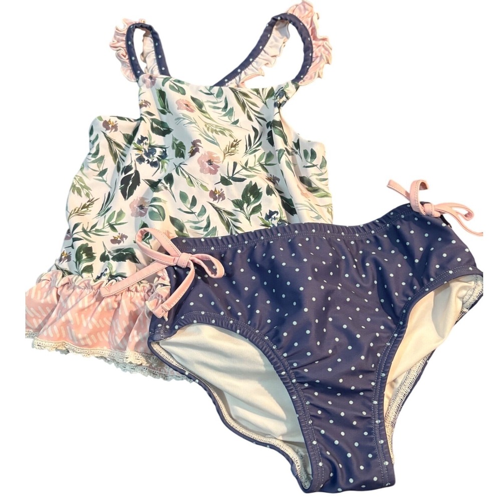 Cheeky Plum Girls Swimsuit Tankini Two‎ Piece Floral Lace Dainty Size 8Y Cottage